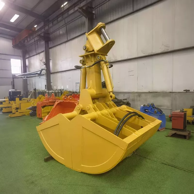 Caçamba de garra de escavadeira para manuseio de materiais
